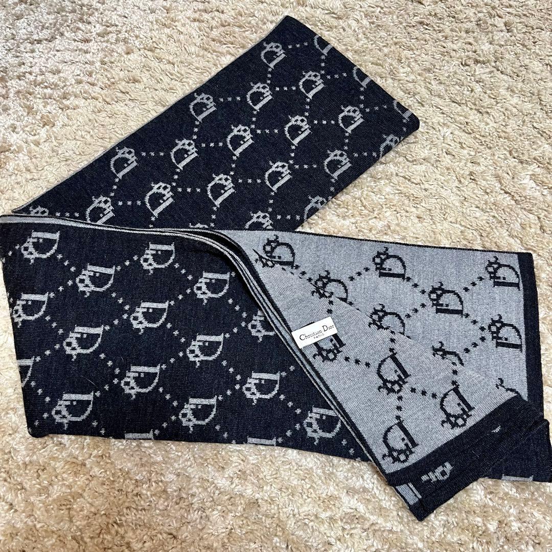 美品】クリスチャンディオールトロッ ター総柄 ウールマフラー