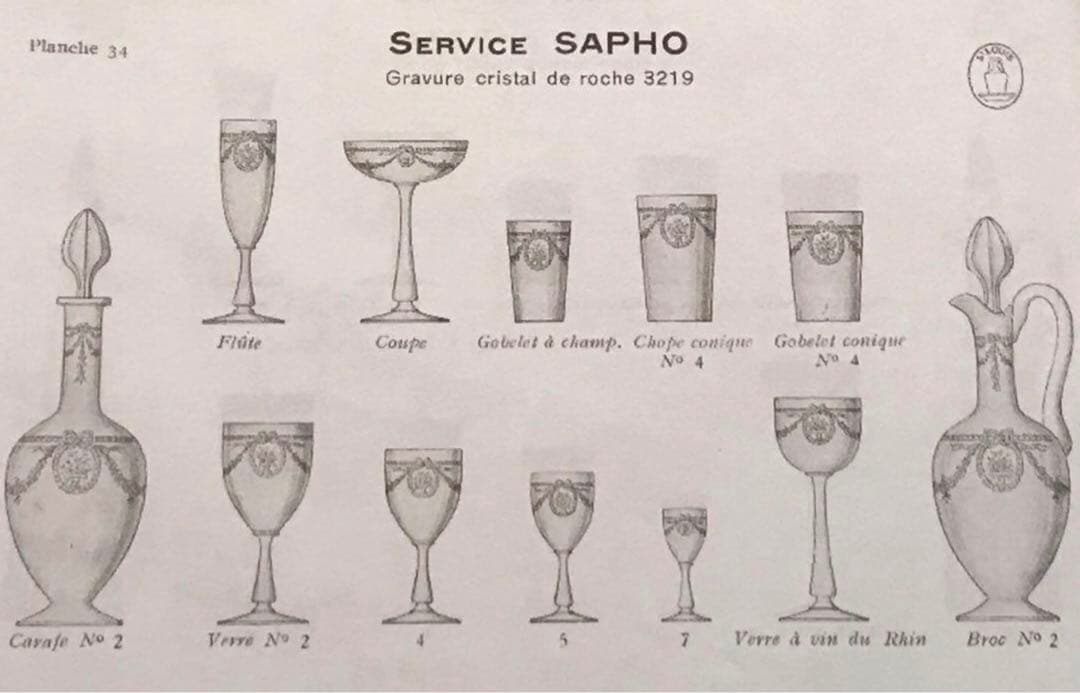 素敵な☆オールドサンルイSt LouisサフォSaphoクリスタル石鹸入れ☆金彩