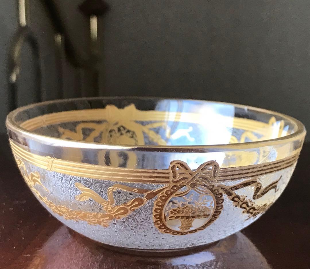 素敵な☆オールドサンルイSt LouisサフォSaphoクリスタル石鹸入れ☆金彩