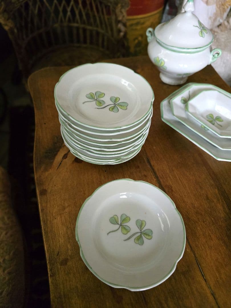 フランス アンティーク 薔薇柄ピンクのディネット ティーセット