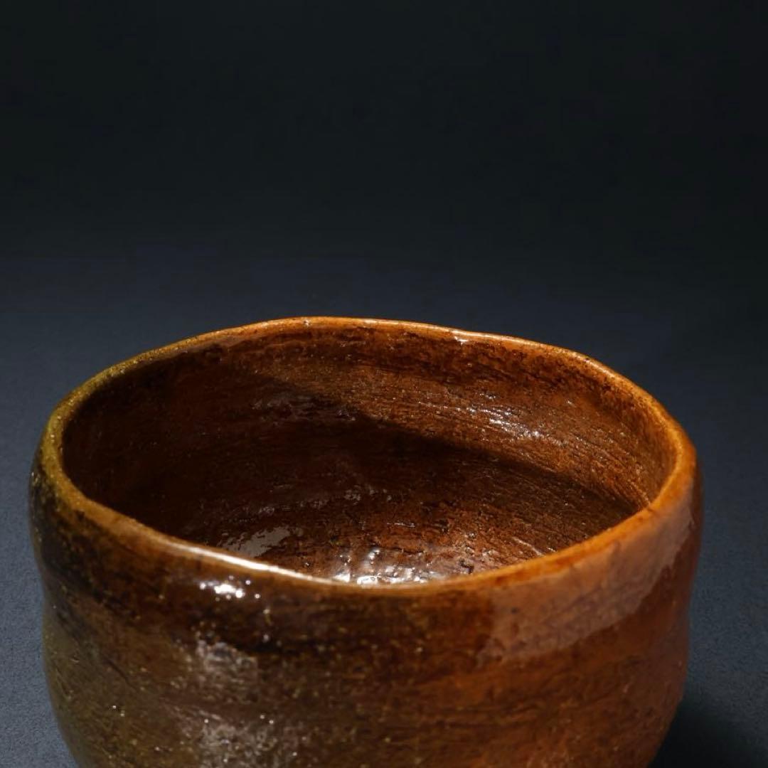 抹茶碗大樋焼大樋年郎飴釉大樋10代共箱・共布6R1427