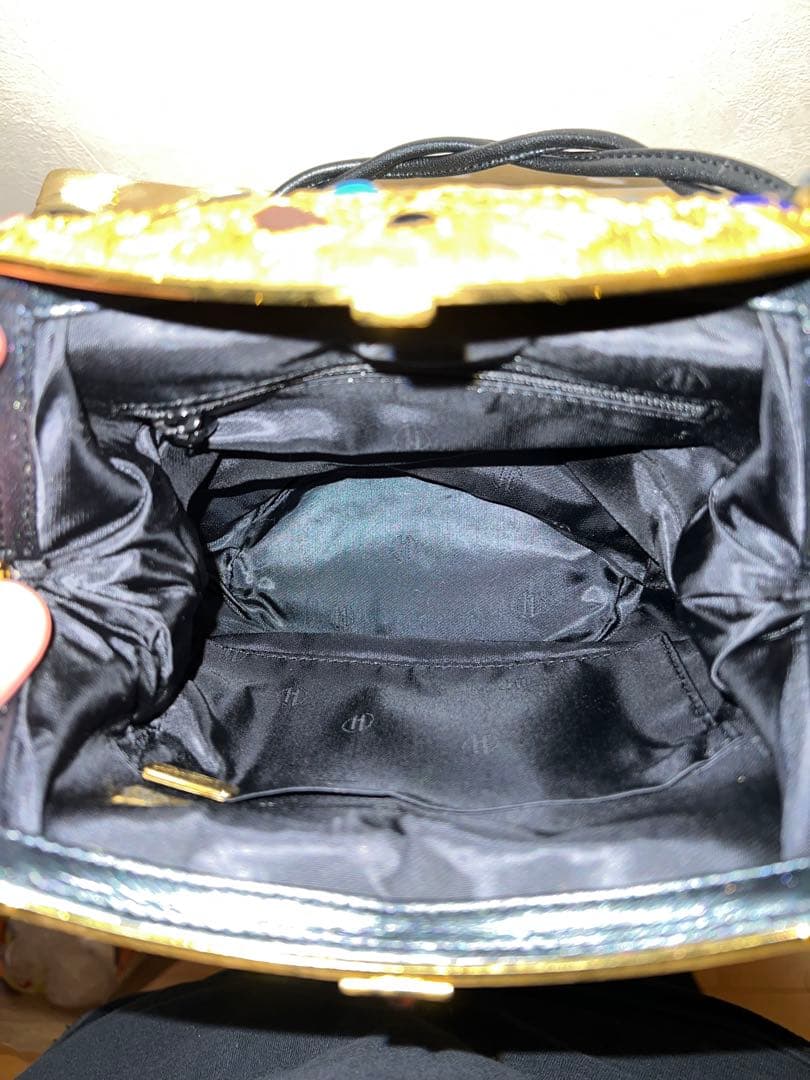 HAMANO ハマノ　濱野　ラムレザー　ハンドバッグ　石付き