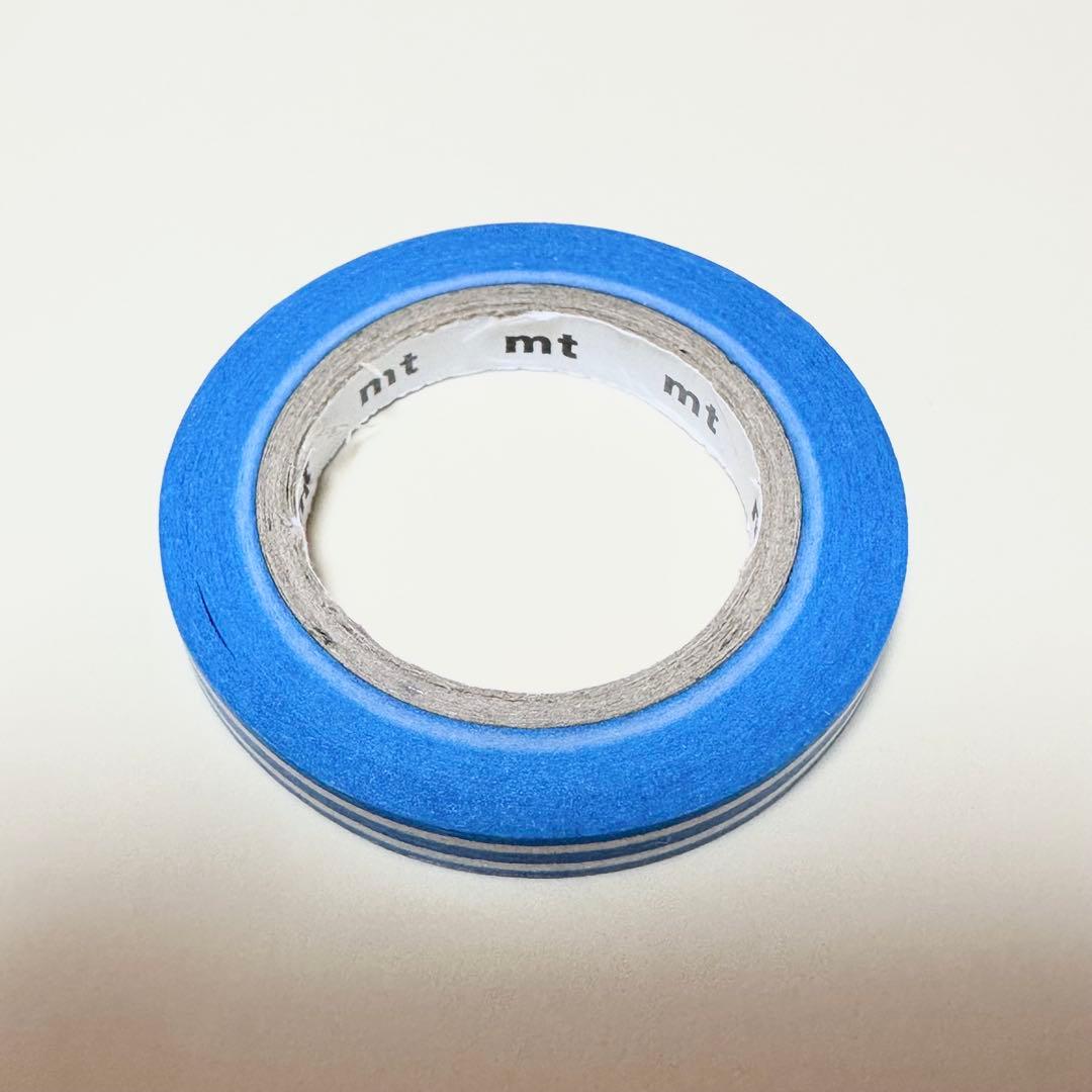 mt 廃盤マスキングテープ ボーダー スカイブルー 限定サイズ？約6mm