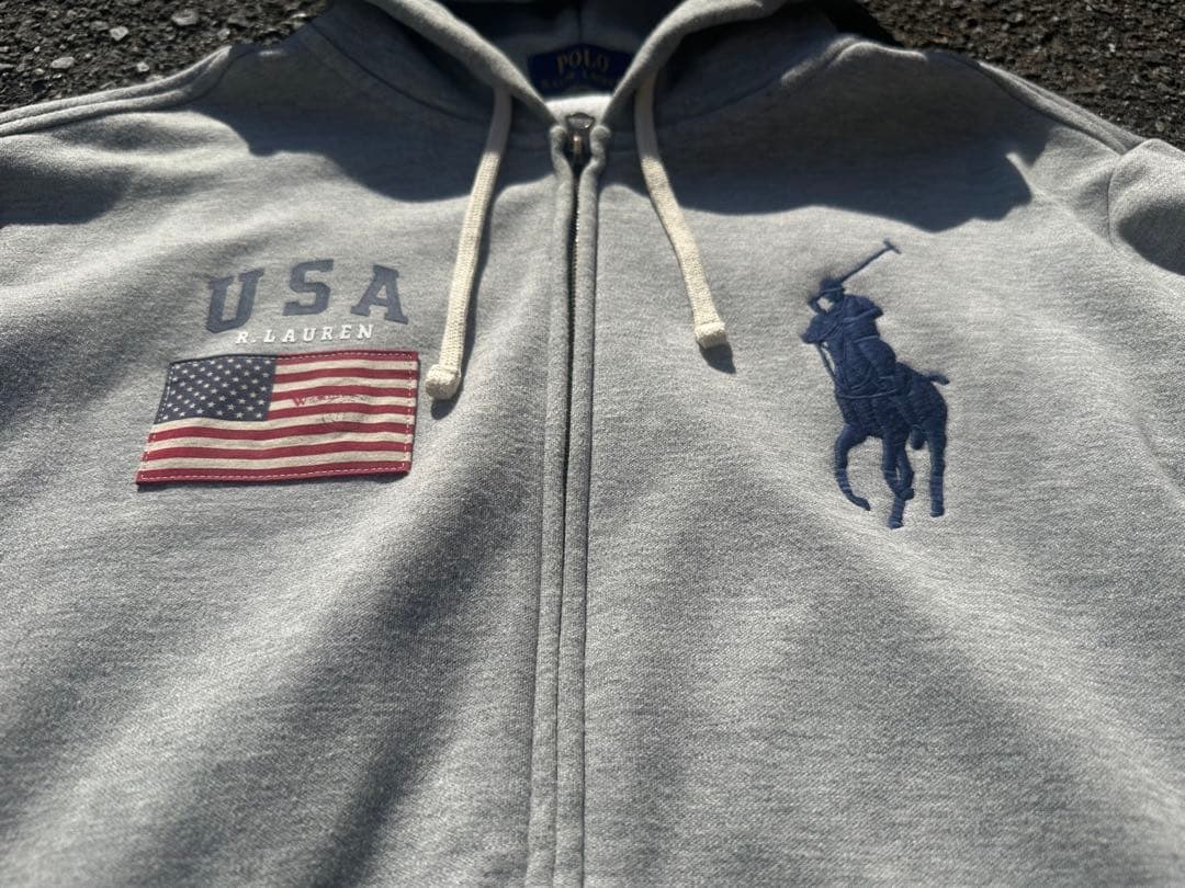 【現行QRタグ】Polo Ralph Lauren グレー ジップアップパーカー
