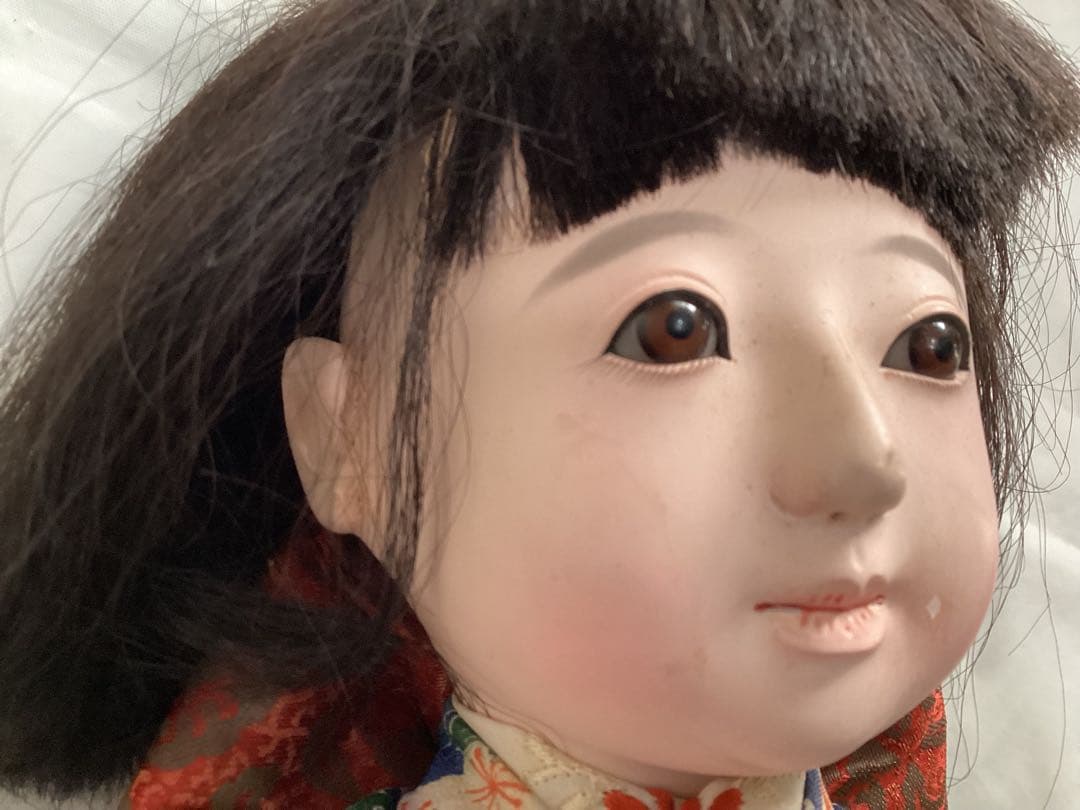 市松人形 人形師 伊藤直島作 昭和レトロ 抱き人形 吹子付き ガラス眼 人