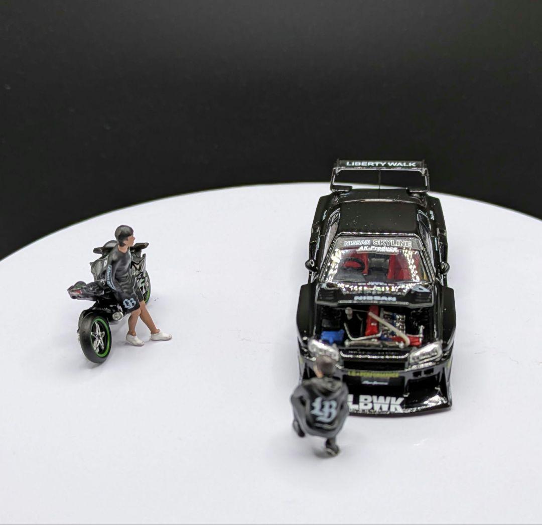 1/64 LBWK R34＆バイク＆フィギュアのジオラマ