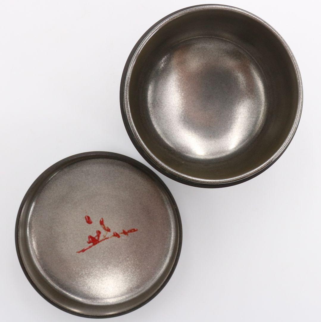 菊漆絵 黒大棗 内銀溜塗 堀内宗心(兼中斎)筆 書付 在判 茶道具M601