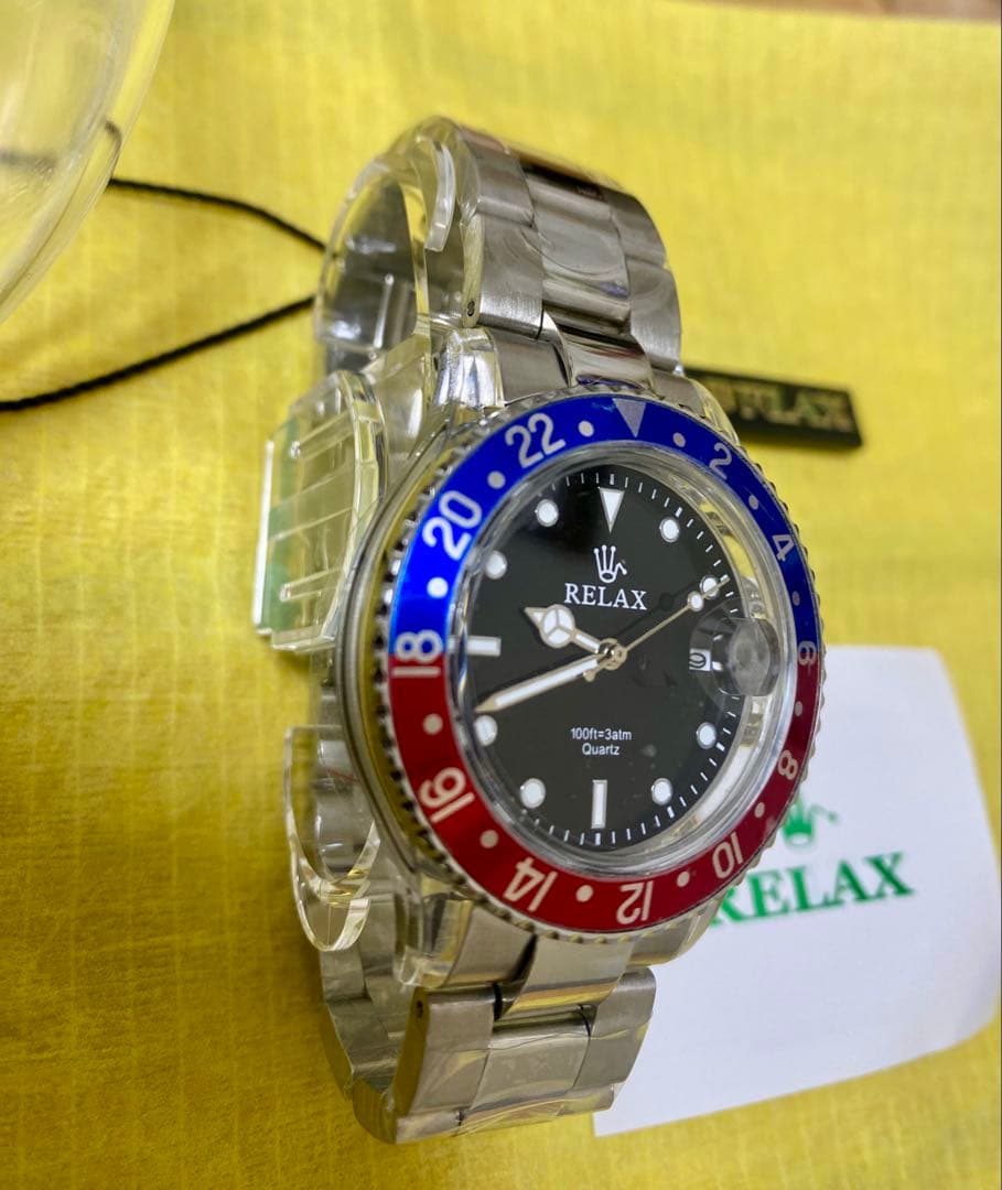 RELAX クォーツ腕時計 GMT風 ペプシ　リラックス