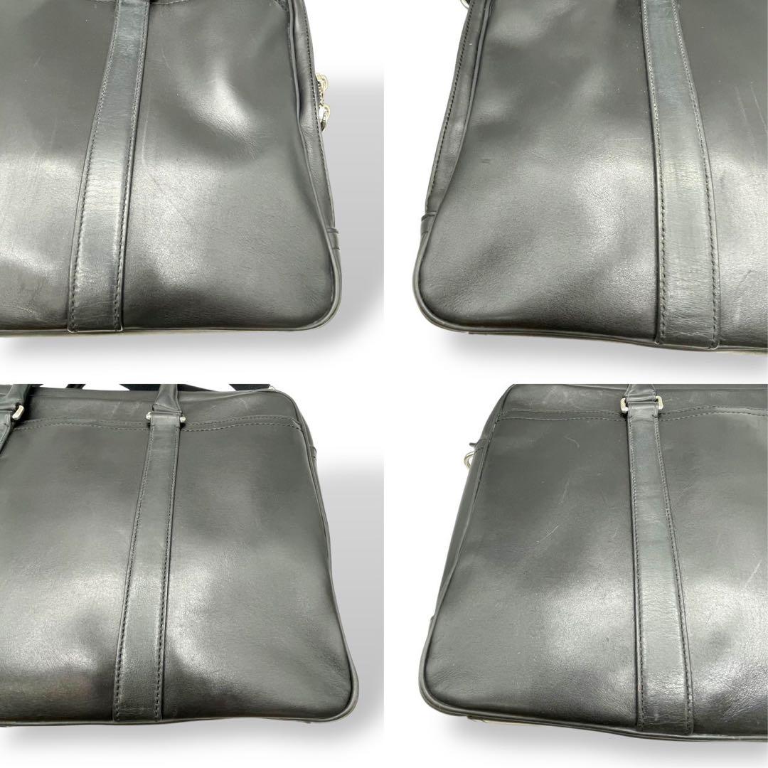 極美品　コーチ　2way ビジネスバッグ　ショルダー　2層　オールレザー　黒