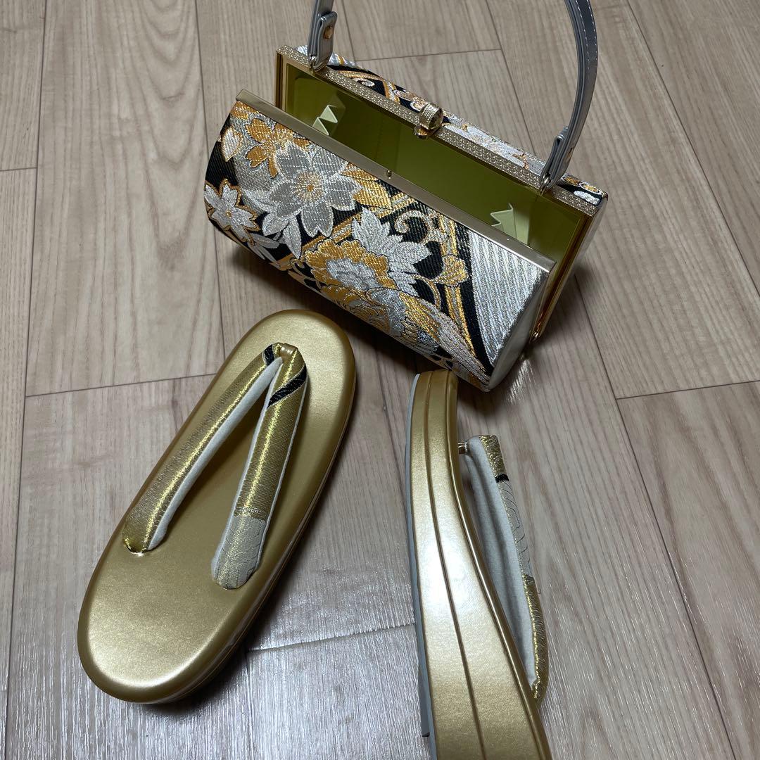 和装用バッグとゴールド草履のセット