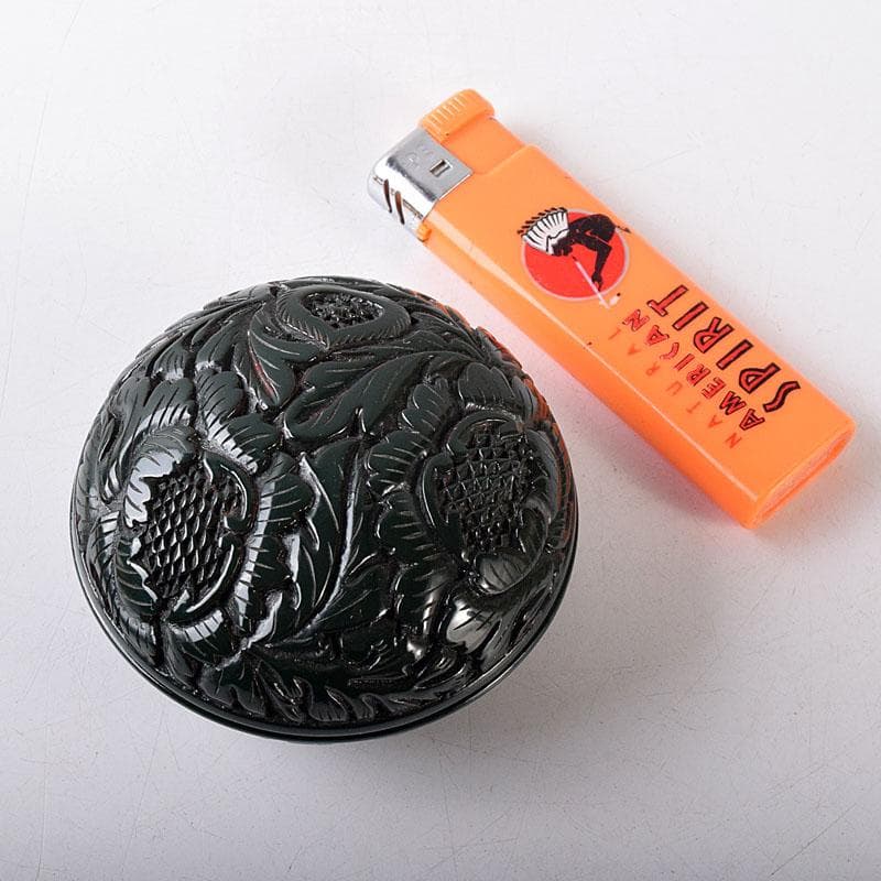 茶道具　村上堆朱　伝統工芸士　三野原晃一作　堆緑　香合　共布共箱　V　8191