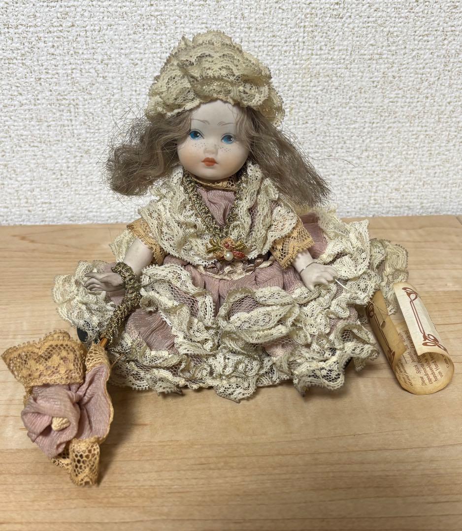 イタリア製 アンティークドール ビスクドール真鍮製ロッキングチェア