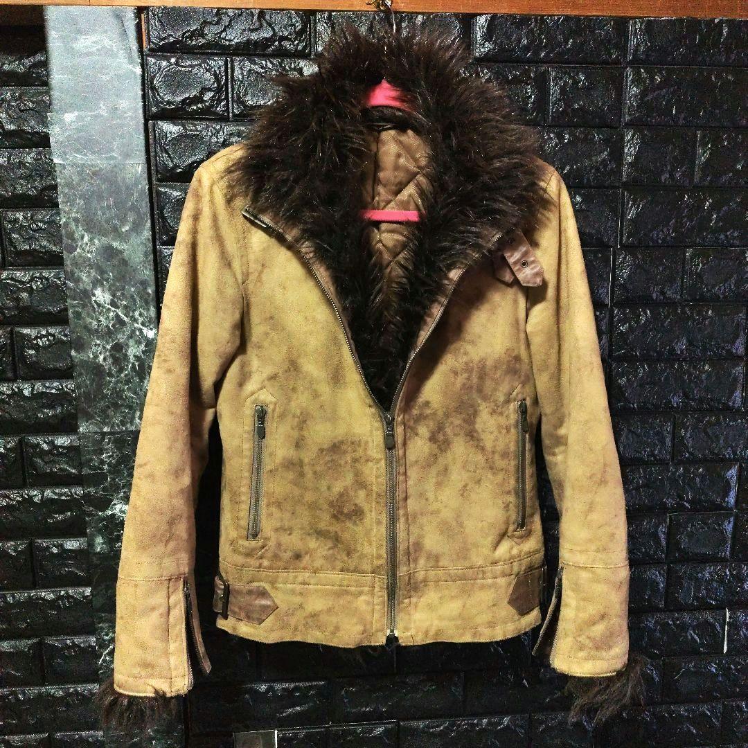 トルネードマート　ブラウン系　色ムラ加工　マイクロスエード　ファージャケット