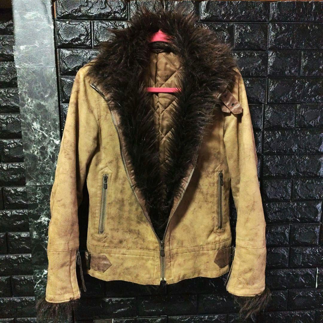 トルネードマート　ブラウン系　色ムラ加工　マイクロスエード　ファージャケット