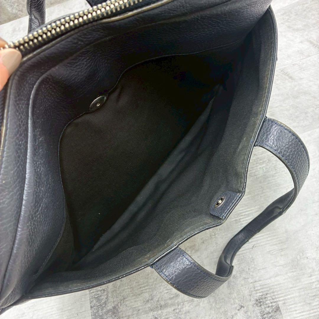 美品 コーチ ハミルトン 2way ビジネスバッグ ショルダーバッグ シボ革 紺