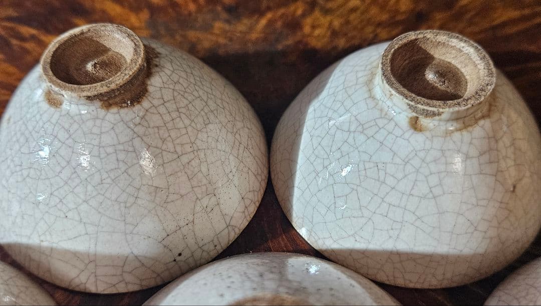 江戸時代末期　古萩　萩焼　煎茶茶碗　煎茶道具　ぐい呑　酒杯　酒器　5客　無傷！