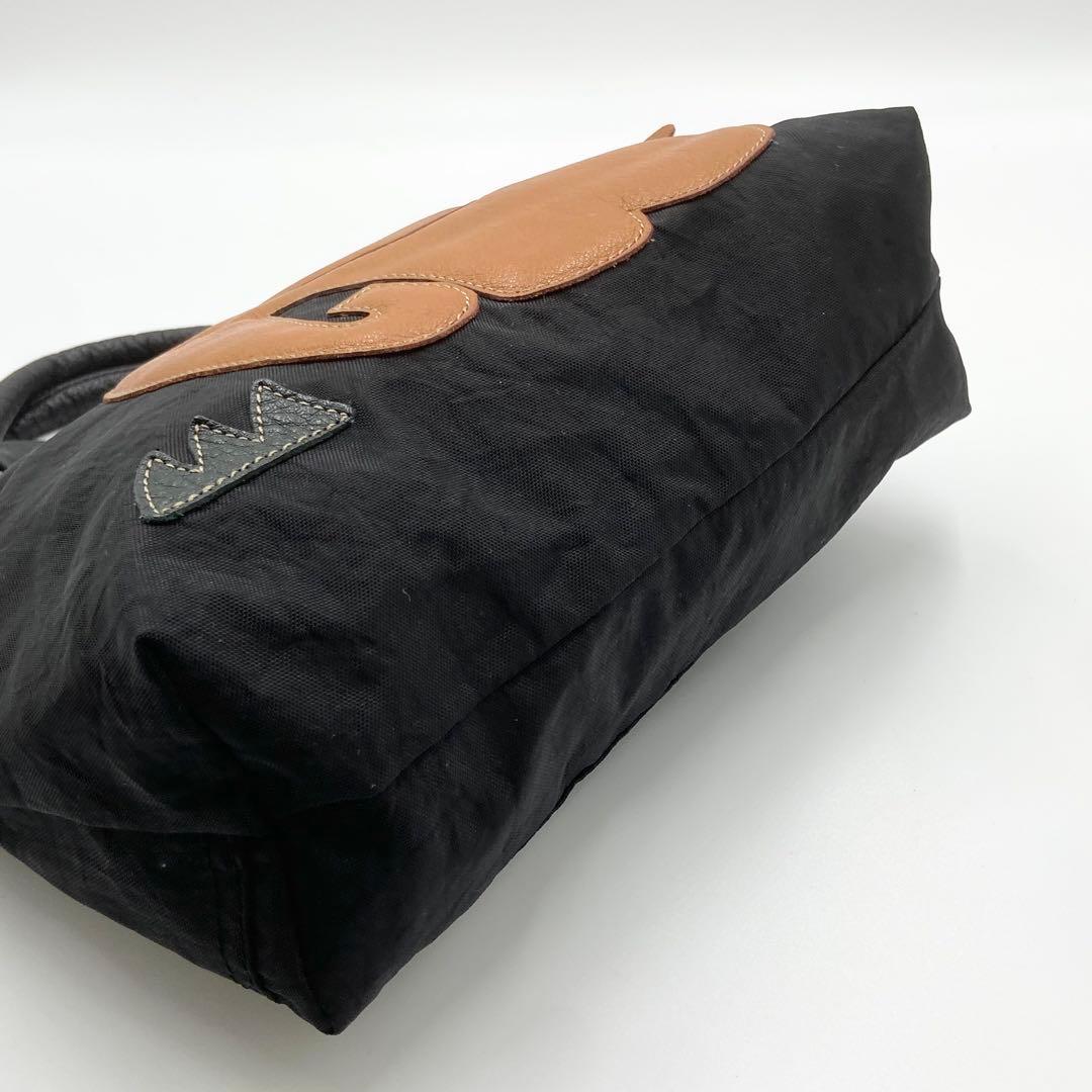 極美品　IBIZA イビサ　ゾウ　ハンドバッグ　ナイロン　レザー　ブラック