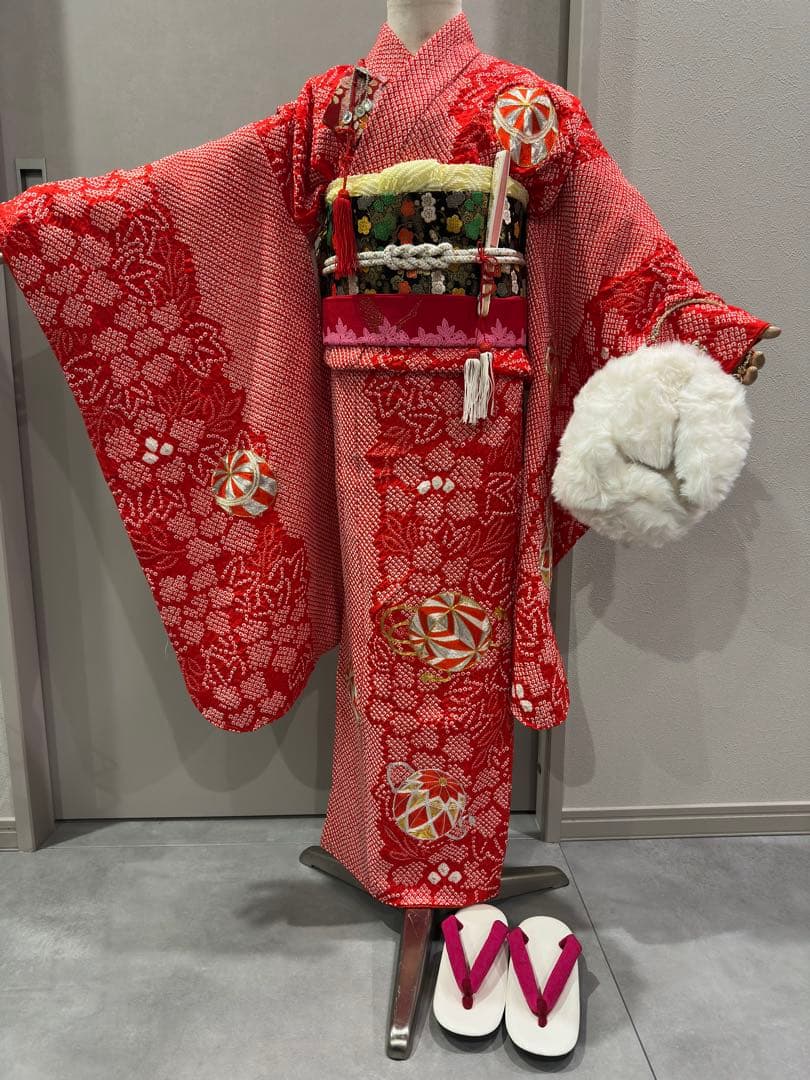 高級　豪華総絞り　鹿子絞り　七五三　着物　フルセット