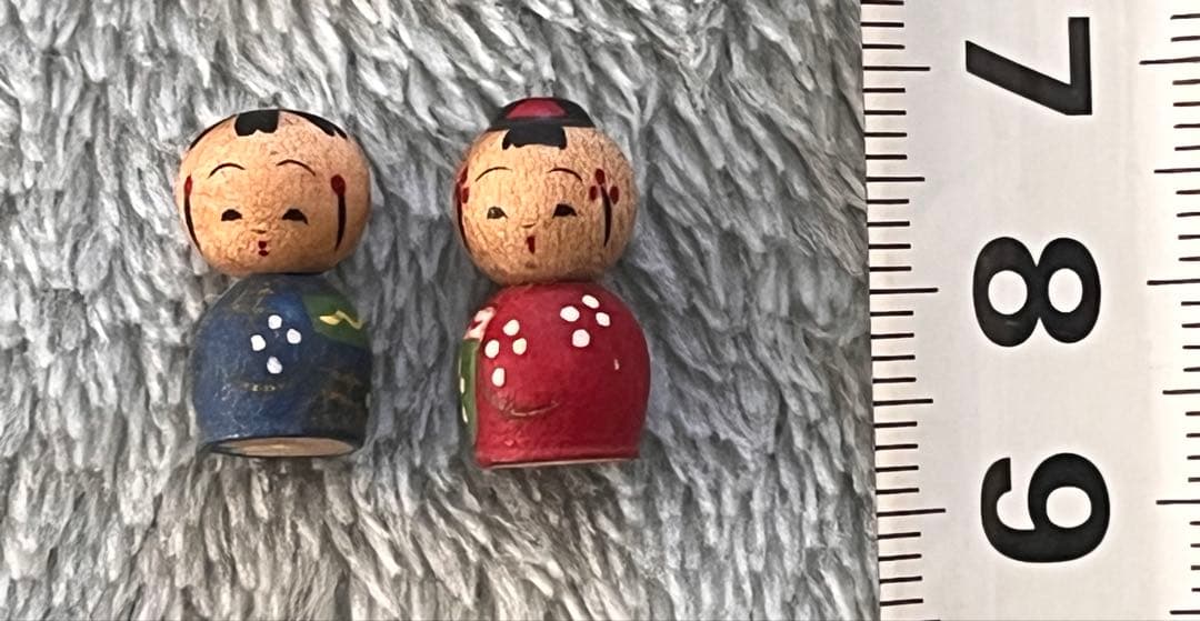 ミニチュアこけし15体 木製 手作り 首振りこけし 最小1センチ 昭和30年代