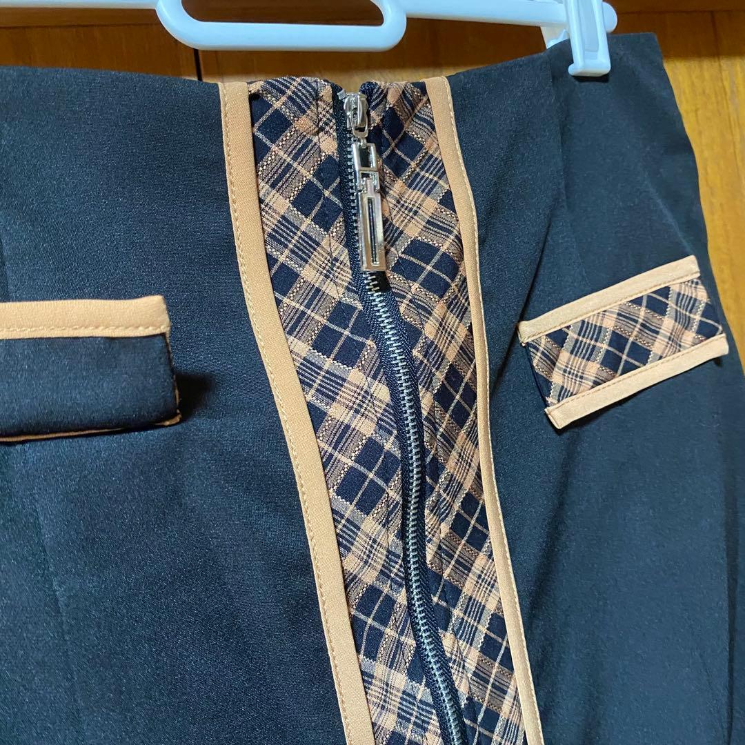 SOBRE ソブレ　チェック配色セットアップ　XL キャバ嬢　スカート　黒　茶系