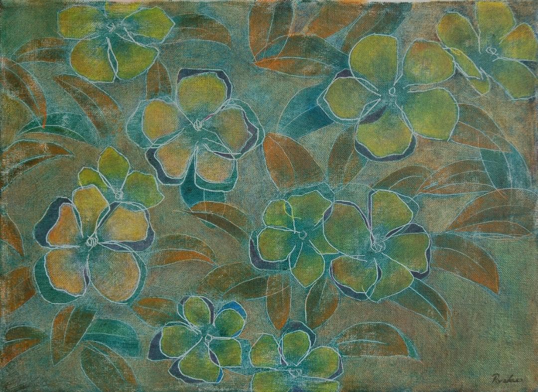 油絵 菅家令子 絵 絵画 インテリア 額付(銀) 油絵 F4-091716 花