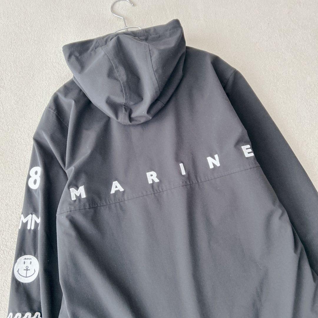 ムータマリン muta MARINE パーカー ロゴワッペン ブラック 黒