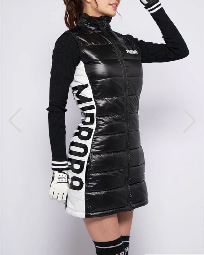 MIRROR9 ダウンベスト風ワンピース/ブラック/Mサイズ