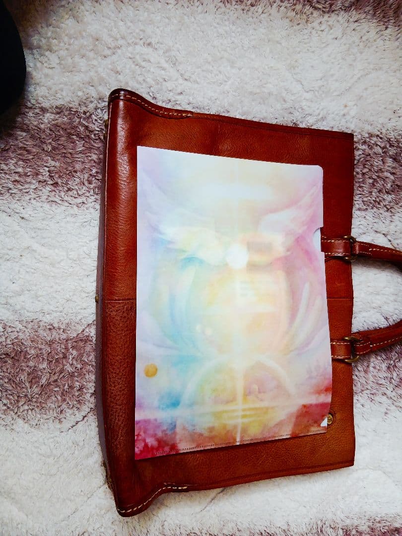 ブラウンレザー ビジネスバッグ ハンドル付き