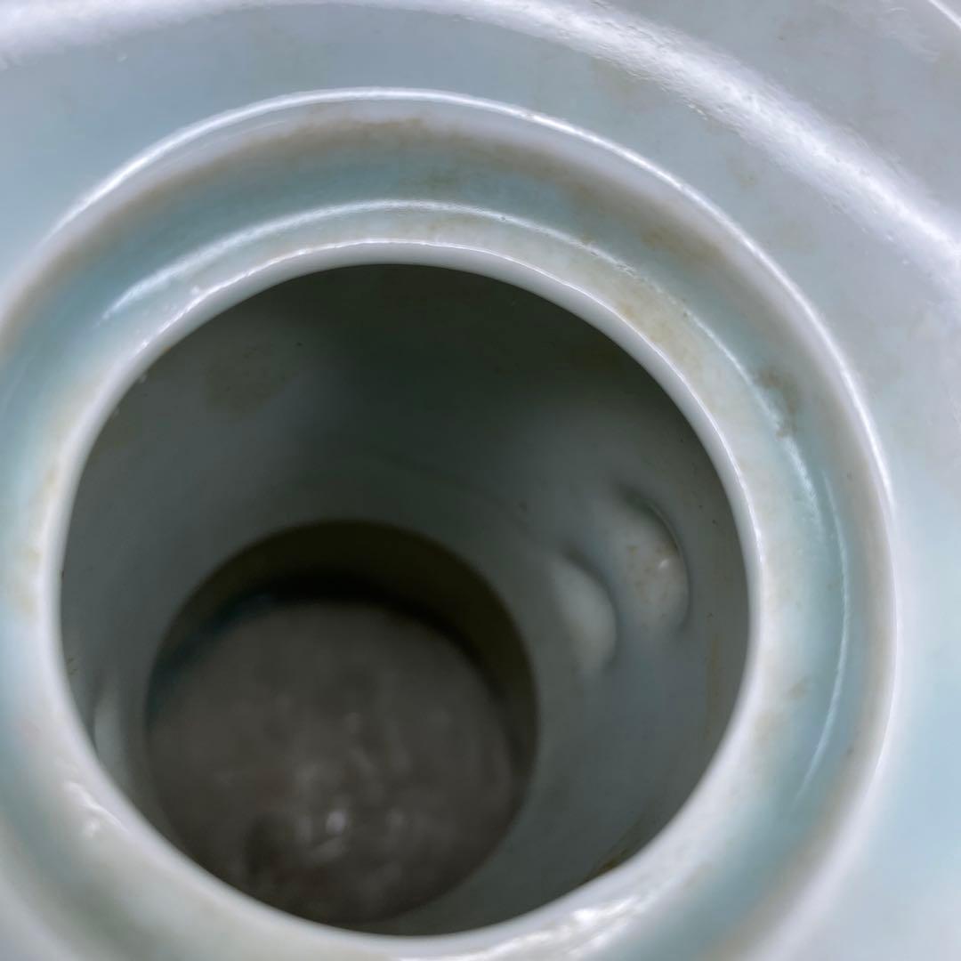 中国美術 魚耳 青磁花瓶 高さ約21.8㎝ タサオ 東さ7-0609②