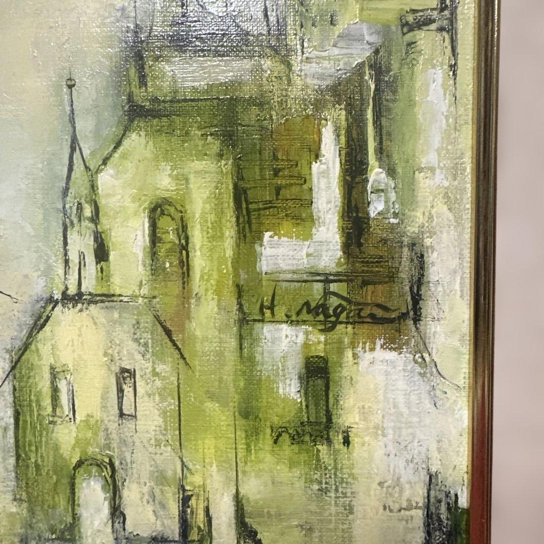 ブ*リ様 セピア色 油彩画 永井弘子 街角の白いバラ 絵画 真