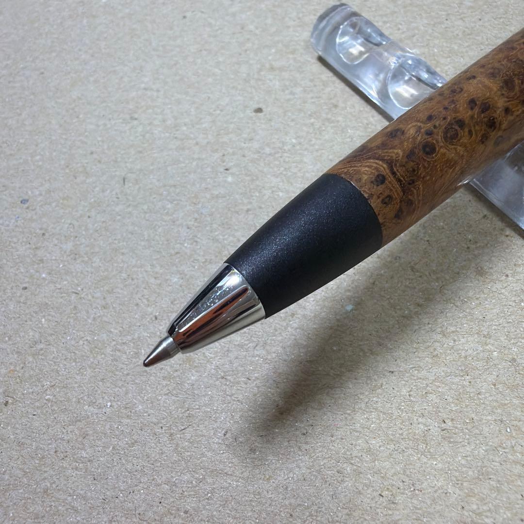 野原工芸 特上チーク瘤 ボールペン 太軸 油性 ノック式 シルバー金具