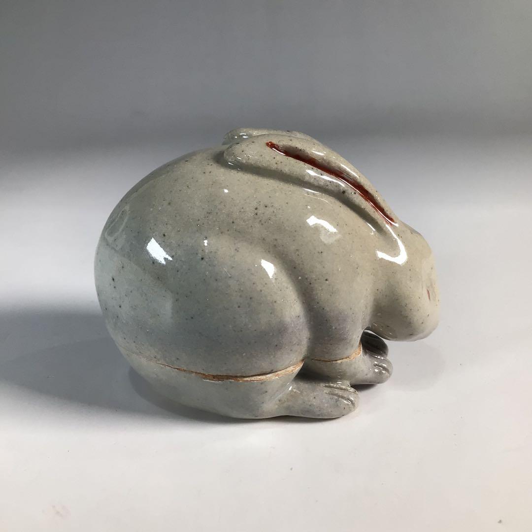 N251 香合 『膳所焼』『陽炎園造』『久田宗也 尋牛斎 箱書』『兎