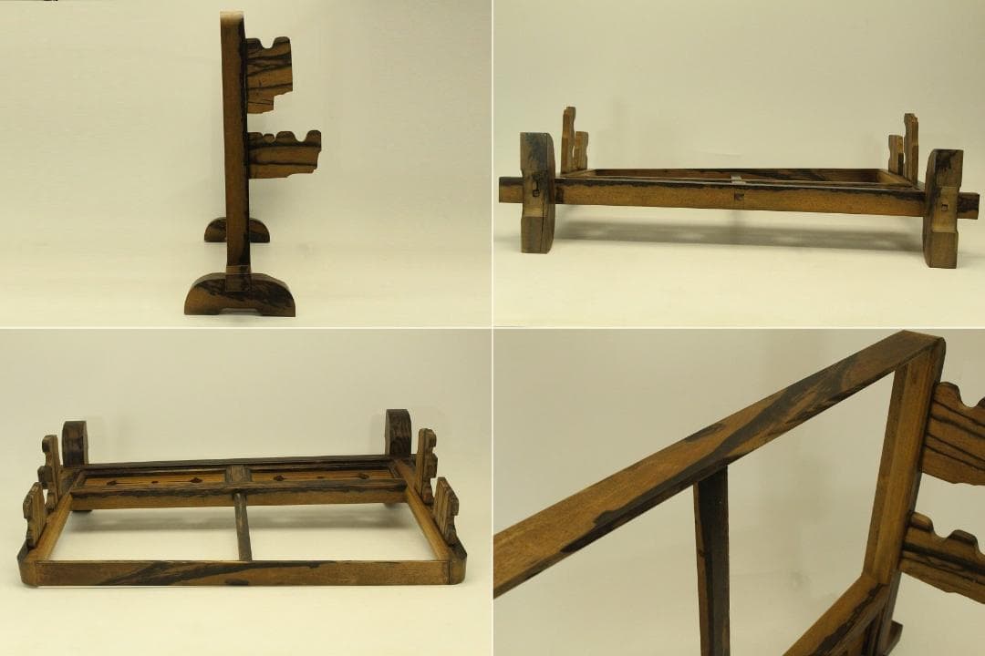 武具 日本刀 刀掛 黒柿 時代物(ZE651)