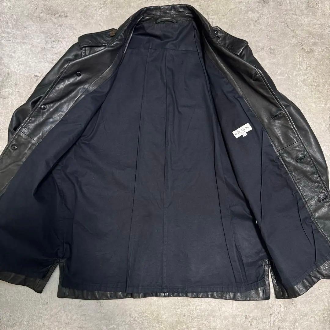 Paul Smith ポールスミス ブラック レザー ジャケット ラムレザー L