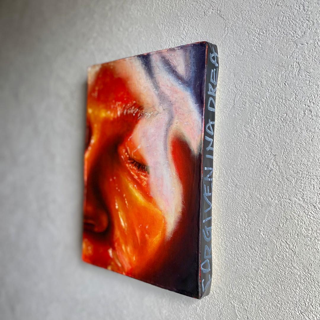 アート　現代アート　絵画　赤　油絵　インテリア　個性的　おしゃれ雑貨　絵