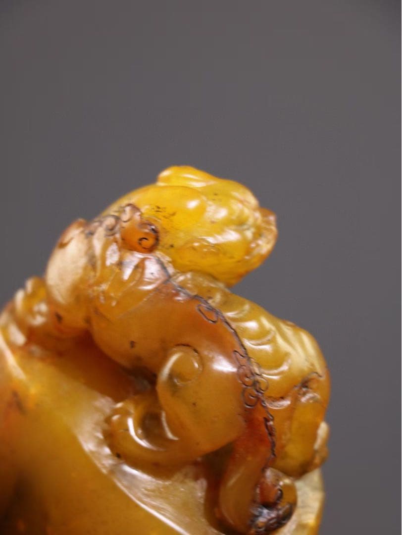 珍品 田黄石印鑑 瑞獣 貔貅（ひきゅう）