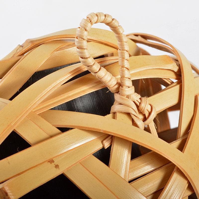 茶道具 日展作家 白石白雲斎作 古竹細工 花籠 掛花生 共箱