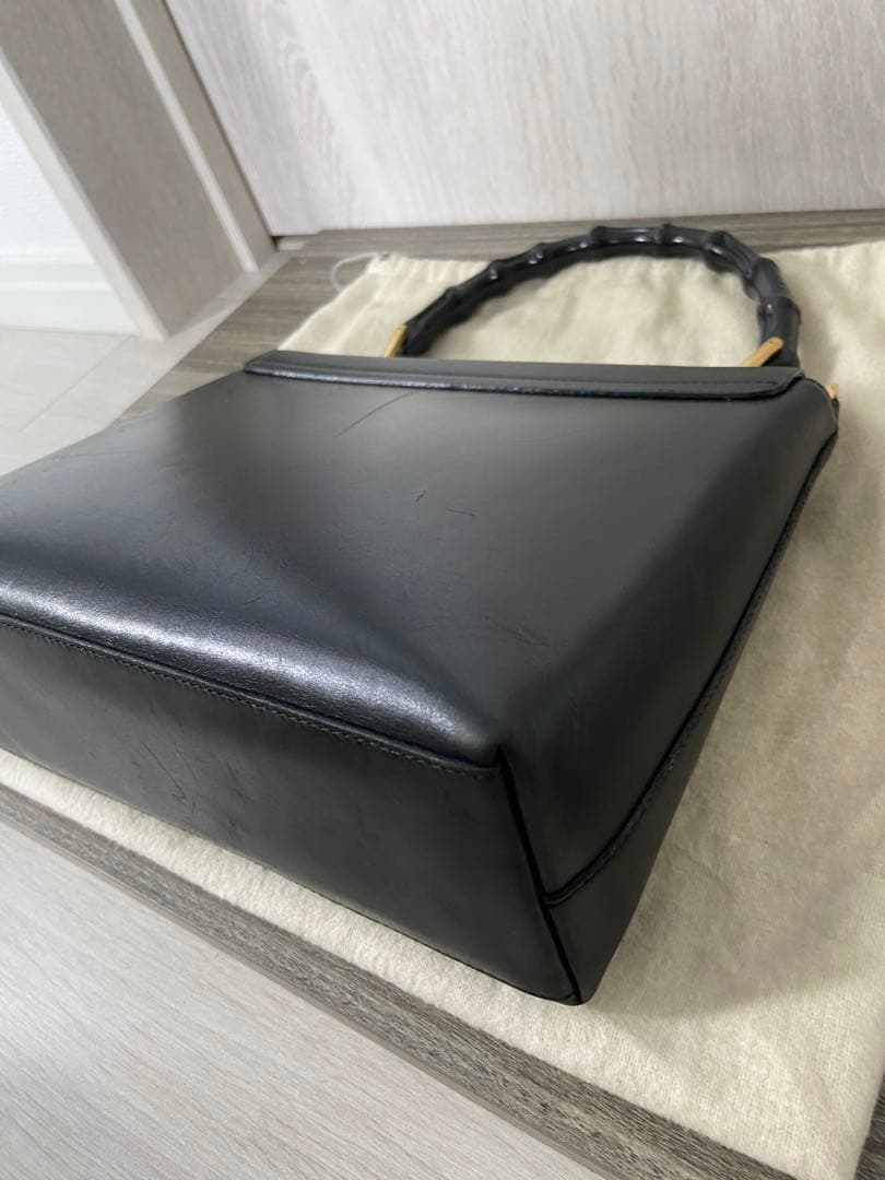 GUCCI ハンドバッグ　バンブー　レザー　ブラック　手持ち　フォーマル　保存袋