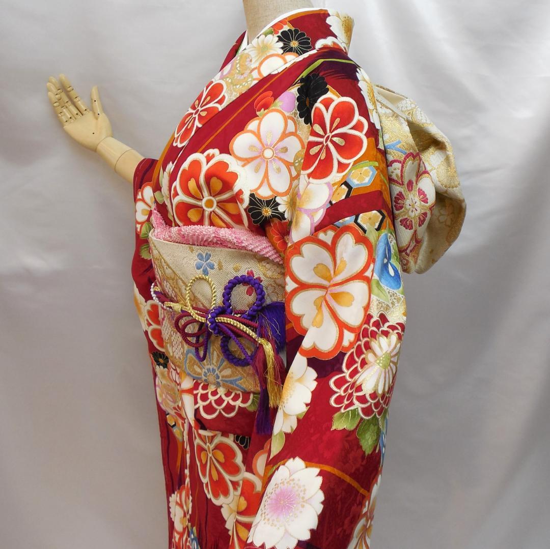 未使用品☆洗える振袖 振袖フルセット ポリ 成人式 振袖 M～Lサイズ