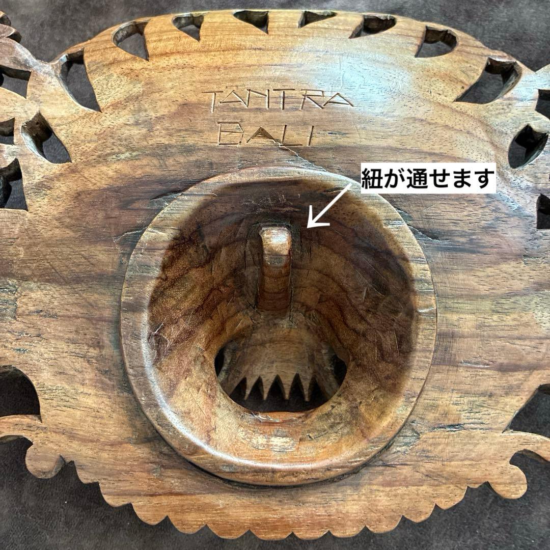 聖獣 バロン バリ島 手彫り 木彫 エスニック 壁掛け 魔除け 長さ31