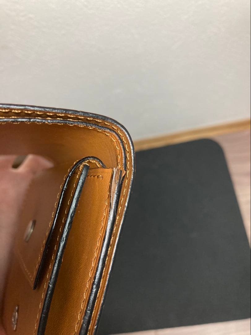 【万双】ミニ財布 クロコダイル キャメル