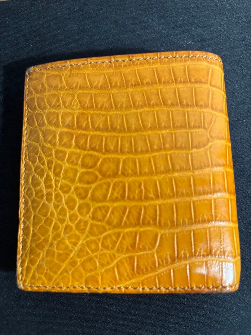 【万双】ミニ財布 クロコダイル キャメル