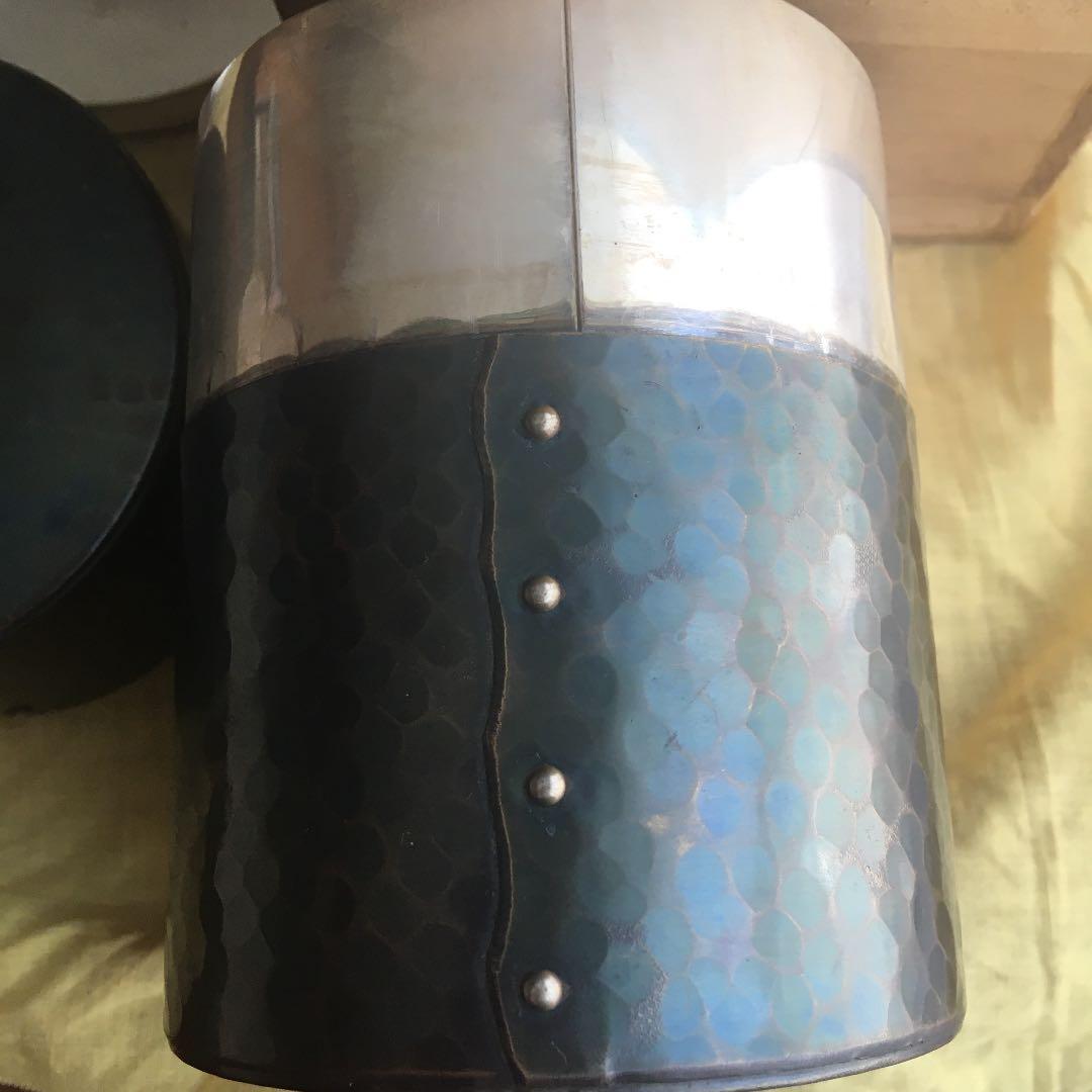 玉川堂　鎚起銅器　鋲打茶筒　茶器