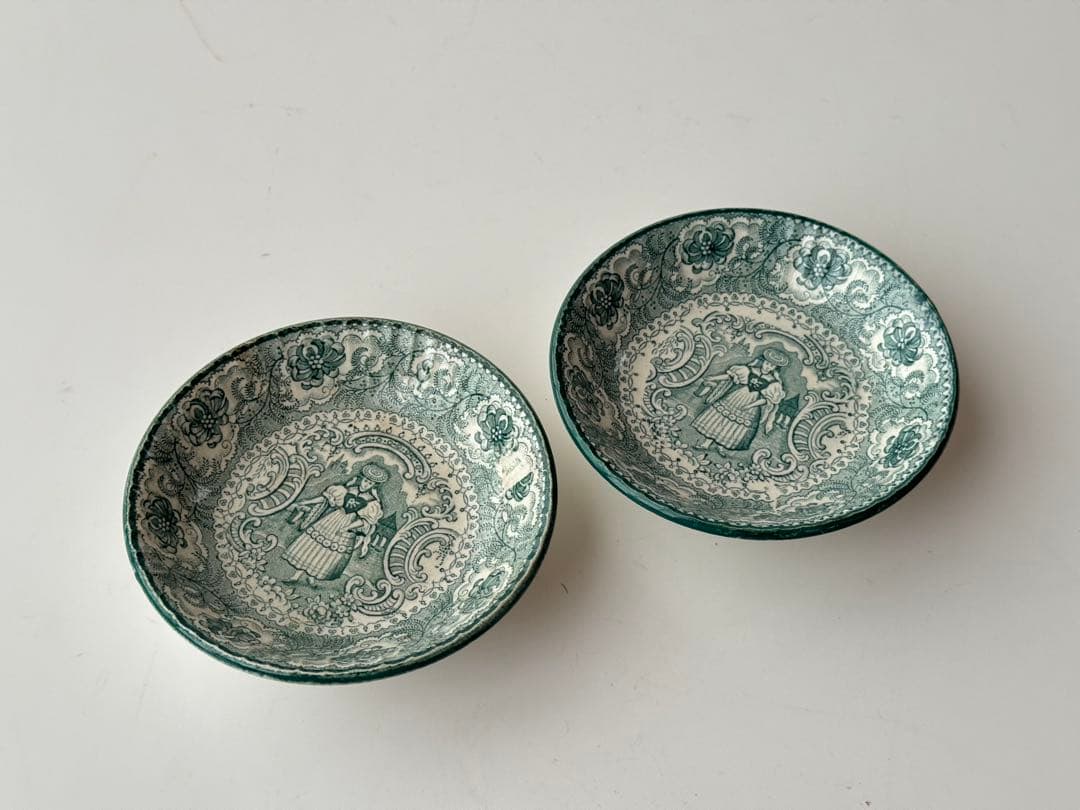 イギリス DAWSON デルフト焼 アンティーク 陶器 装飾皿 2枚セット イギリス DAWSON デルフト焼 アンティーク 陶器 装飾皿 2枚セット