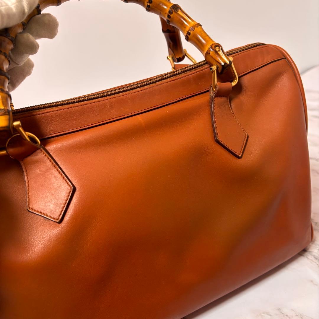 GUCCI グッチ キャメル 本革　ハンドバッグ　バンブ　ミニボストンバッグ