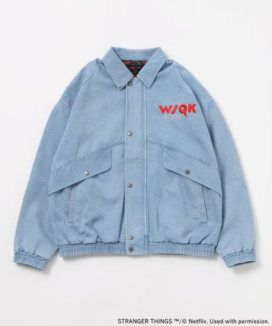 L　STRANGER THINGS コラボデニムブルゾン　ライトブルー（袋付き） L STRANGER THINGS コラボデニムブルゾン ライトブルー（袋付き） L
