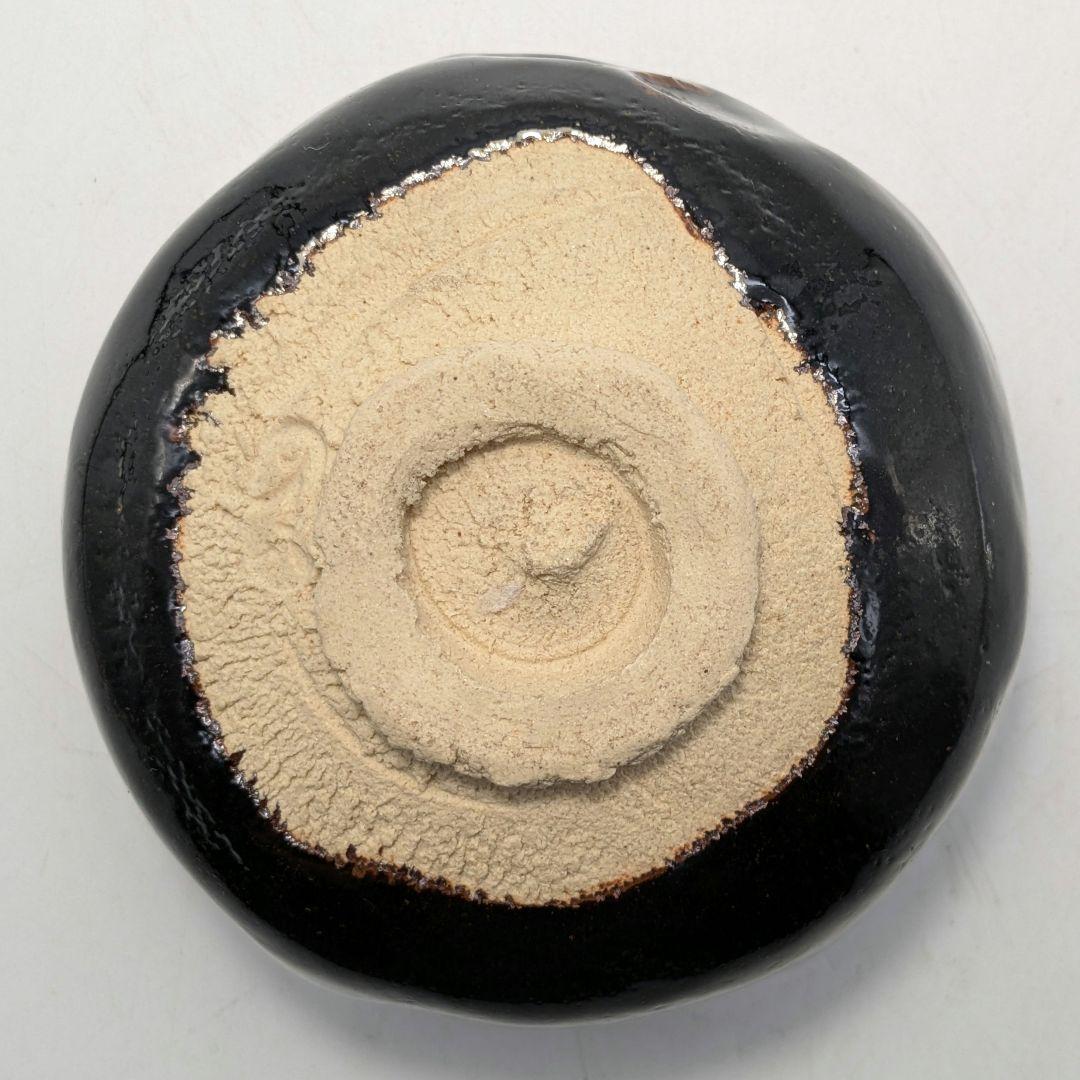 高橋道八 黒釉茶盌 共箱合布 抹茶碗 抹茶茶碗 茶道具 茶器 食器 京焼 清水焼