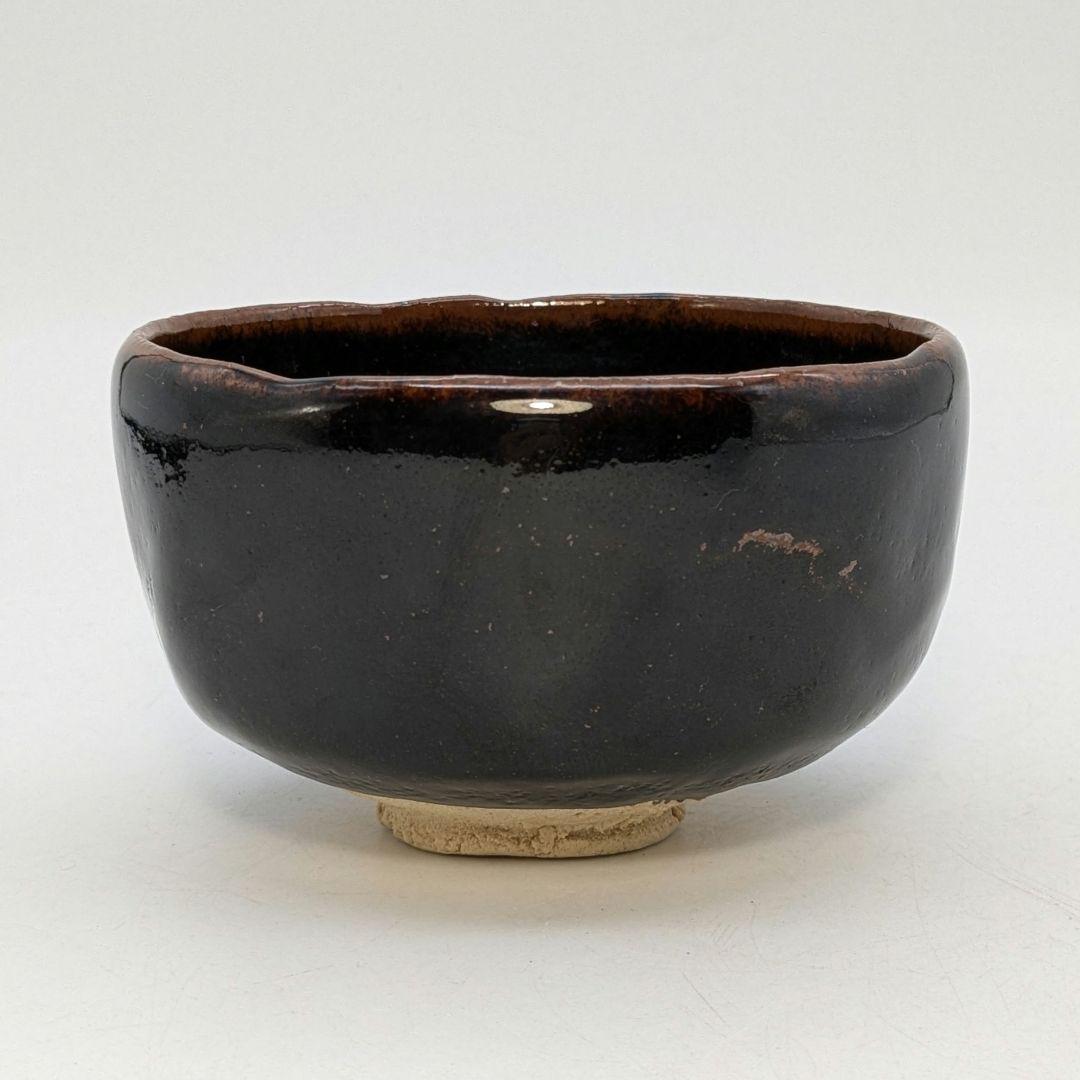 高橋道八 黒釉茶盌 共箱合布 抹茶碗 抹茶茶碗 茶道具 茶器 食器 京焼 清水焼