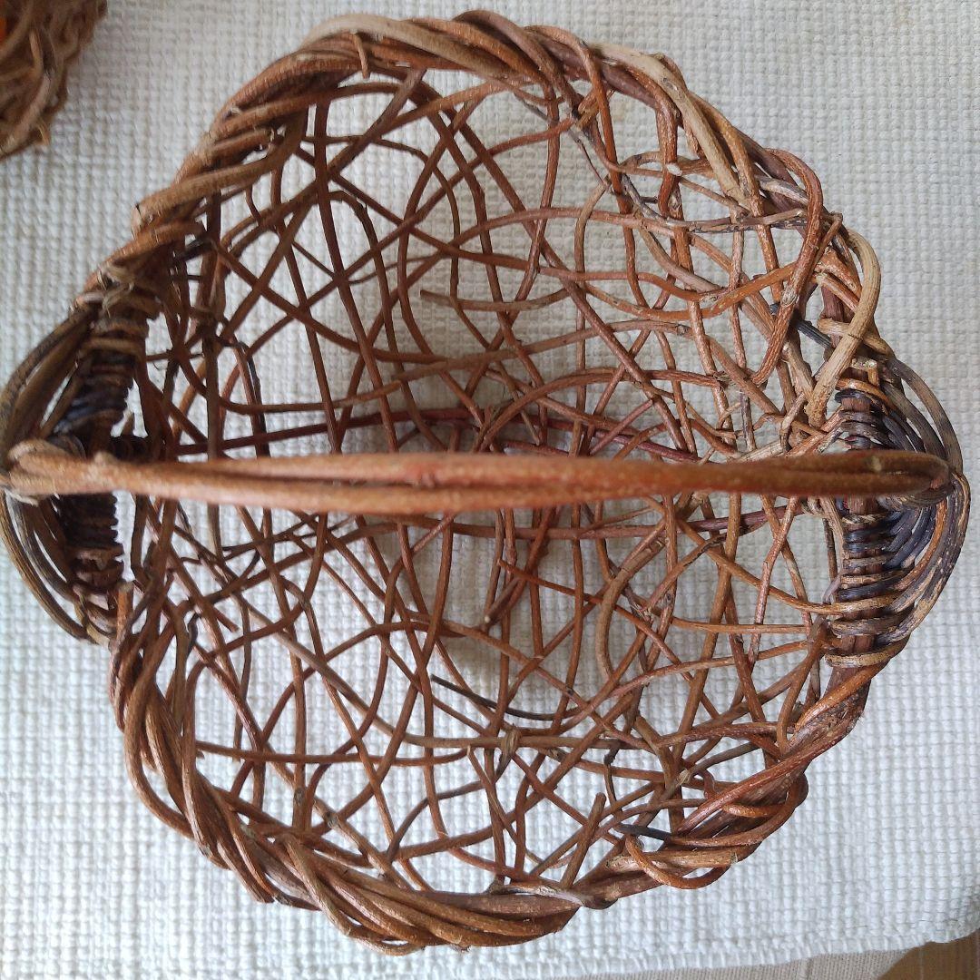 B-壁 昭和レトロ 竹製 魚籠（びく） 腰籠 網付き 釣り道具 古道具