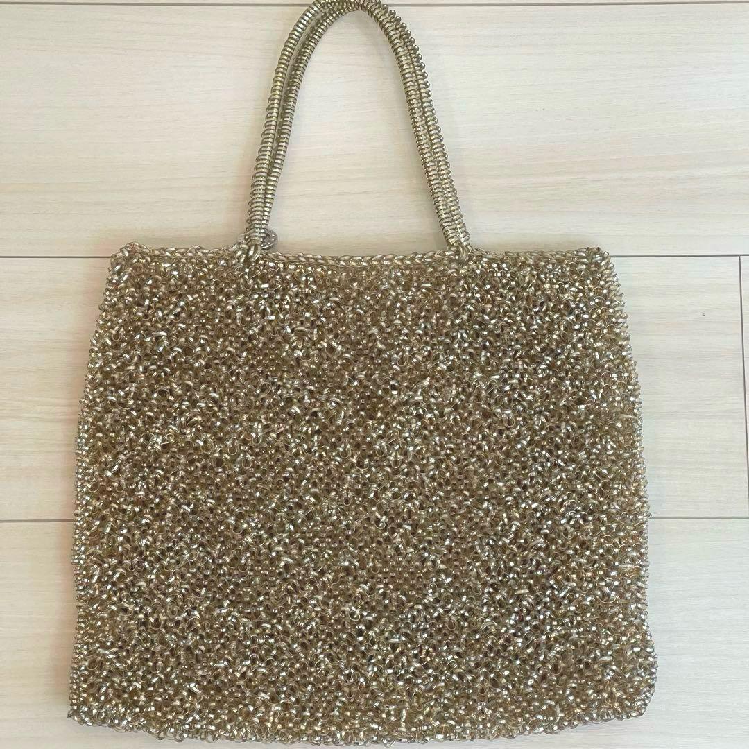 【保存袋付き】アンテプリマ　ワイヤーバッグ✨人気色シルバーゴールド✨ラージ